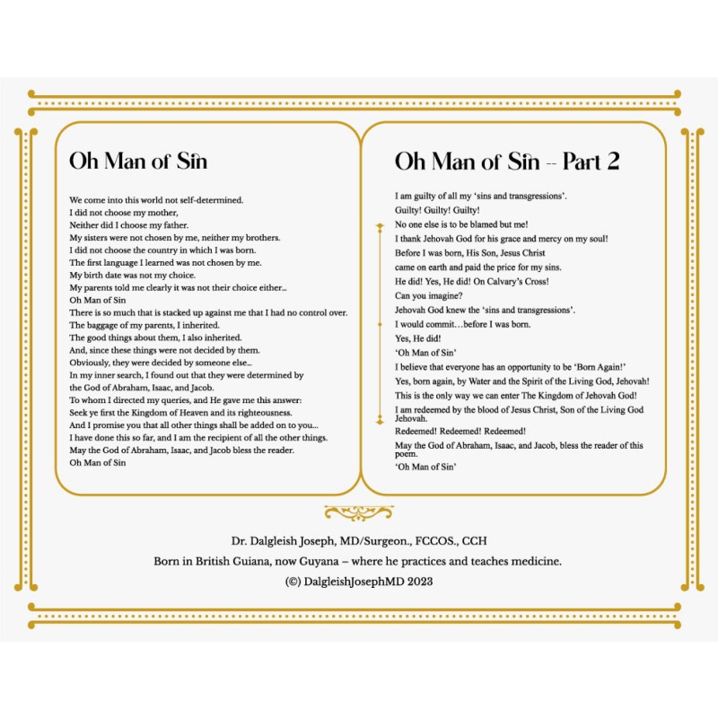 "Oh Man of Sin" Poem